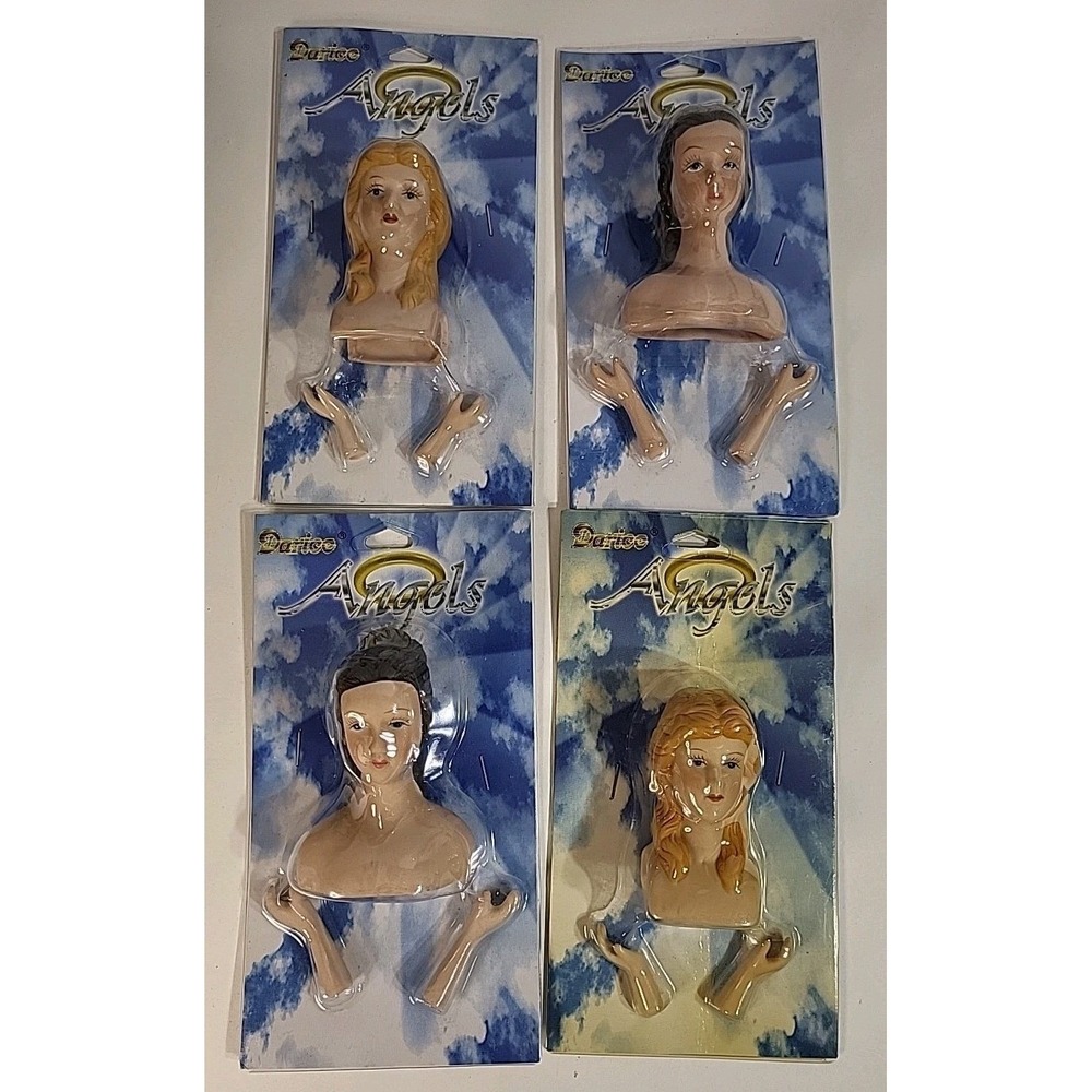 Vintage Darice Angels Porcelain Doll Parts Lot Of 4 Head and Hands NIP